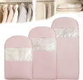 3PCS Space Saving Hangable Garment Bag with Self Compression Zipper - Organizer for Closet (Pink,S+M+L)
