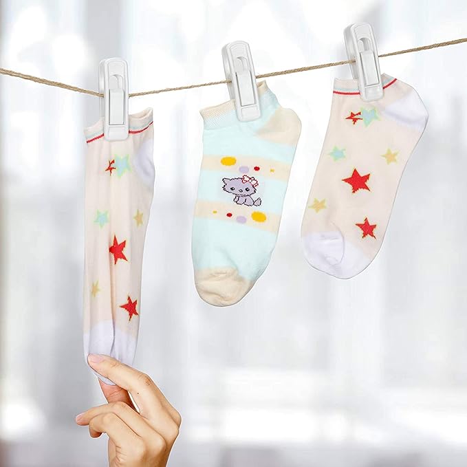 Tinfol 20pc Hanger Clips - White Strong Pinch Grip Clips for Use with Slim-line Clothes Velvet Hangers, Multi-Purpose Finger Clip for Home
