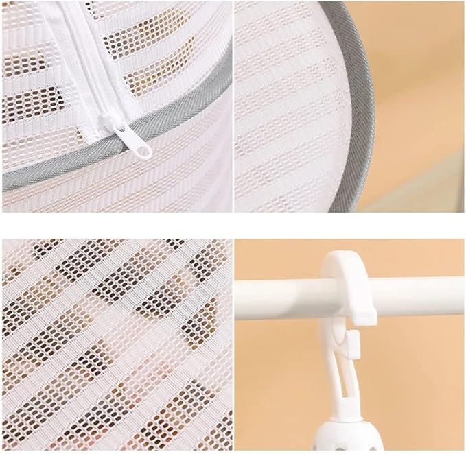Foldable Drying Fishing Net, Hanging Drying Net Rack Clothes Dry Basket with Zipper, Indoor and Outdoor Plants Dryer for Shrimp Fish Fruit Vegetables Herb (1 Layer)