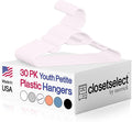 Youth Hangers 30 Pack - 13 Inch Plastic Youth Petite & Childrens Hangers for Closet, Baby Hangers for Children Clothes Sizes 4 to 10, Non-Slip Infant Hangers with Shoulder Grooves | Pink
