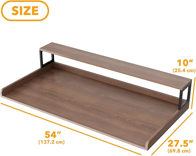 SpaceAid 2-Tier Washer Dryer Countertop, Laundry Topper with Rack Shelf 54" Width x 27.5" Depth x 10" Height Organizer Cover for Washer and Dryer Laundry Hamper Counter Storage (Brown Wood)