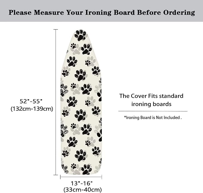 Flashideas Dog Paw Prints Ironing Board Cover and Pad 15 x 54 Heavy Duty Iron Board Covers Standard Size Padding Decorative Covers for Most Iron Boards Ironing Pad Cover