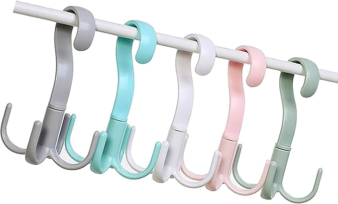 8 Pcs 4 Claws Closet Hangers, Clothes Hanger Connector Hooks 360 Degree Rotatable Thickened Strong Load Closet Hanger Hook for Clothes Hats Bags Random Color