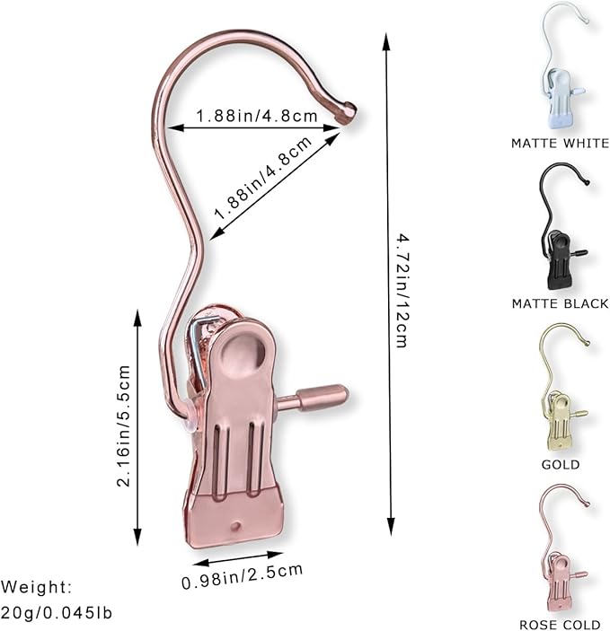 Hangers Clips,Stainless Hooks for Closet Hooks,Heavy Duty Clothespins Laundry Hanging Hooks,Travel Portable Clothes,Boot Tall Towel Hats Socks Pants and Bras (30, Rose Gold)