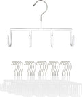 Mawa by Reston Lloyd Non Slip Space-Saving Belt/Accessory Hanger, Style Gh, Set of 25, White