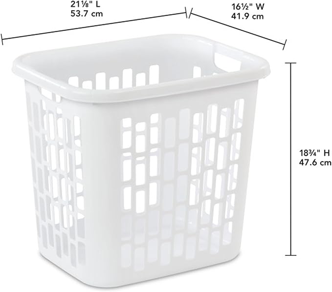 Sterilite Ultra Easy Carry Plastic Dirty Clothes Laundry Basket Hamper with Integrated Handles and Ventilation Holes, White (8 Pack)