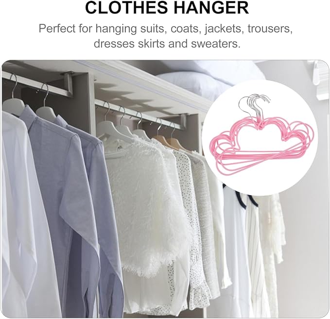 Heavy Duty Non-Slip Metal Clothes Hangers 10-Pack Cloud Shape Kids Hangers Space Saving Closet Organizer for Wet and Dry Clothes