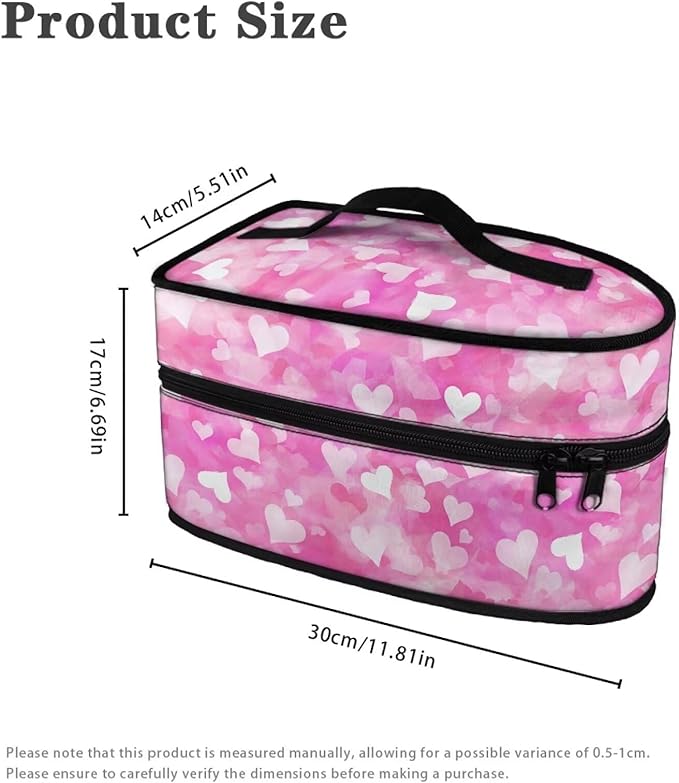 Pink Hearts Tie Dye Travel Iron Storage Box Stylish Portable Protective Carrying Bag Full Size Irons Tote Bags Reusable Steamer Storage Bags Home Thanksgiving Day Decoration