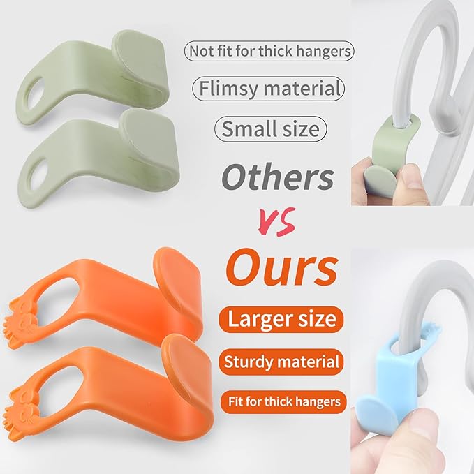 SLMT Space Saving Hanger Extender Hooks - 200PCS, Fits Plastic, Velvet, Wooden, Wire & Heavy Duty Hangers - Closet Organizer