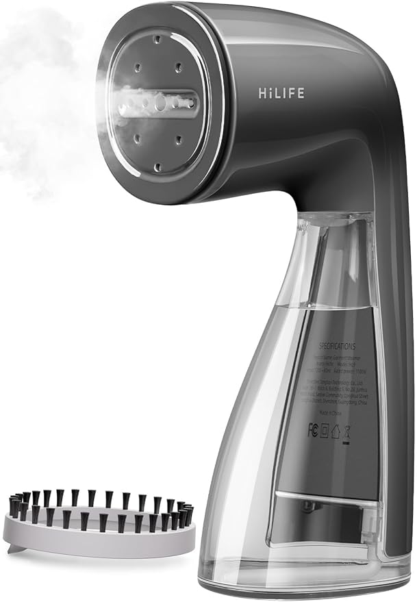 HiLIFE Steamer for Clothes, 1100W Clothes Steamer, Fast Wrinkle Removal with Large 300ml Tank, Ideal for All Fabrics, Easy to Use, Compact and Portable Travel Garment Steamer