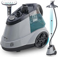 True & Tidy Heavy Duty Commercial Full Size Standing Garment Steamer for Clothes with Extra Large 3L (101 oz) Water Tank for 90+ mins of Steam Time, 1800 watts of Powerful Steam, 3 Settings, Gray