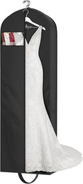 MISSLO 72" Wedding Dress Garment Bag for Travel Waterproof Dress Bags for Gowns Long 4" Gusseted Dresses Protector Bag for Closet Storage Clothing Covers for Hanging Clothes, Black