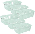 Sterilite 6 Pack HipHold Laundry Basket, Plastic Rectangle Clothes Hamper with Comfort Grip Handles & Reinforced Rim, 1.5 Bushel Capacity, Mint