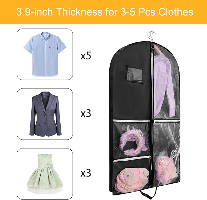 1 Pack Garment Bag for Dance Costumes,40 Inch Dance Garment Bags for Dancers Kids Dance Recital Bags Competition Cheer Uniform Garment Bag for Travel Storage,Dance Recital Gifts for Girls