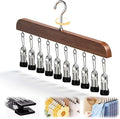 Legging Hangers for Closet, 2026 New Closet Organizer with Clips, 360° Rotating Space Saving Hanging Closet Organizer for Leggings Socks Hats Jeans (Brown-10 Clips, 1PC)