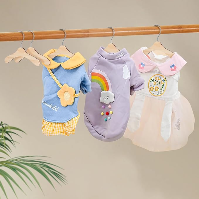 Pet Clothes Hanger Rack Wooden Dog Clothing Hangers Portable Puppy Clothes Organizer Space-Saving 6.89X5.51 Inches for Small Dogs and Cats