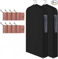 2 Sets 40'' x 24'' x 6'' Short Cotton Garment Bags for Hanging Clothes and Storage, 8 Cedar Blocks for Fresh Smell and Moth Protection, Breathable Covers for Closet Suits Fur Coats Sweaters