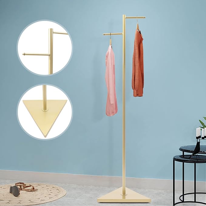 67in-Retail Display Clothing Garment Rack with Base Hooks, standing Coat Rack Organize Shoes Hanging Clothes Coat Hat Bag for Boutique Clothing Stores, Entryway Bedroom