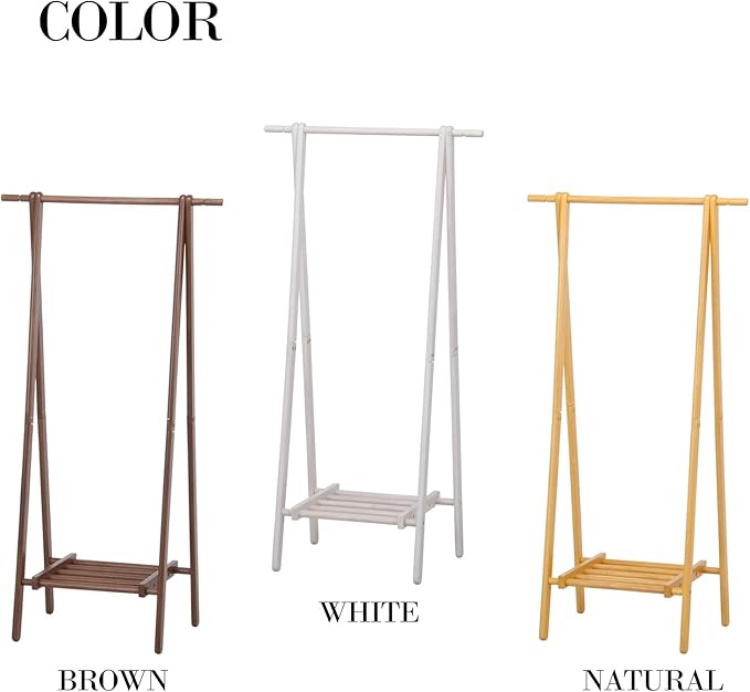 不二貿易(Fujiboeki) Fuji Boeki 14102 Coat Hanger Hanger Rack, Slim, Wooden, Width 29.5 x Depth 177.7 x Height 58.8 inches (75 x 45 x 147.8 cm), Brown with Shelves, Entrance