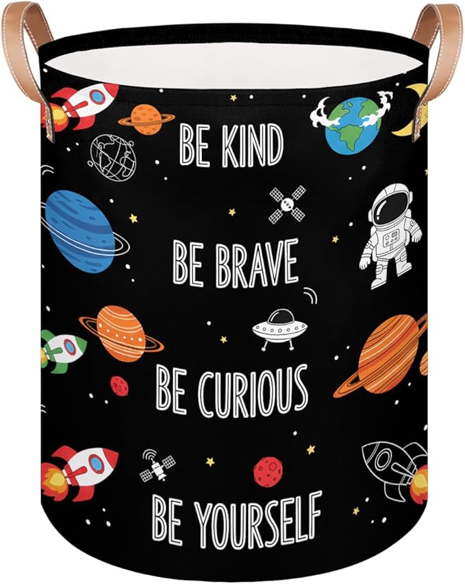 Large Laundry Basket Hamper - Outer Space Collapsible Storage Bin for Blankets, Kids Toys, Clothes, Astronaut Galaxy Spaceman 62L Tall Baby Nursery Hamper for Bathroom, Boys Bedroom Decor,Gift Basket