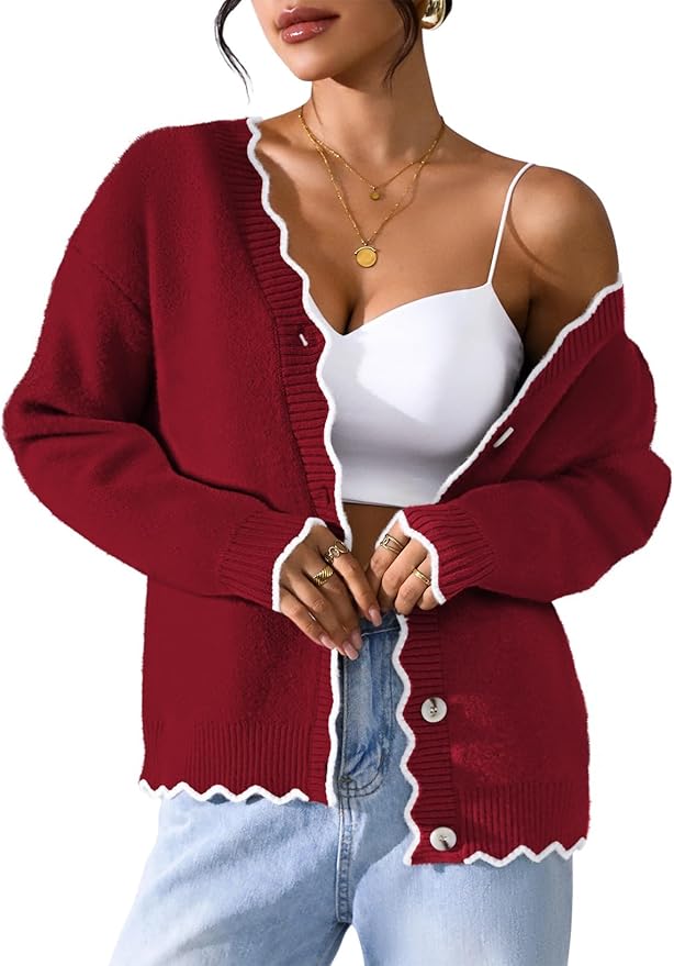 Pink Queen Fuzzy Sweater Cardigan for Women 2025 Fashion Long Sleeve Flower Outerwear Button Down Open Front Cardigan Coat