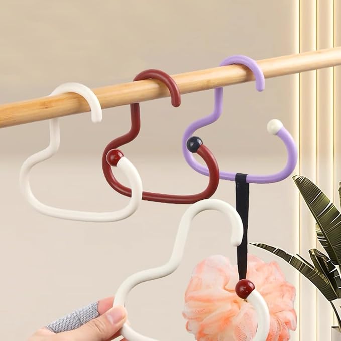 3PCS Bra Hanger for Thick Plastic Closet, Tank Top Organizer 3 Heart Hooks Capacity Space Saving Hanger Closet Organizers and Storage for Tank Top,Hats,Scarf etc. (Multi Heart,3)