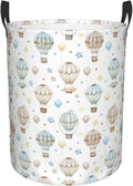 Watercolor Hot Air Balloon Round Laundry Hamper Storage Basket Toys Clothes Organizer Bin For Home Bathroom Bedroom Dorm Nursery, 38l