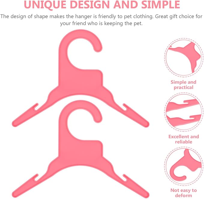 POPETPOP 20 Pcs Dog Clothes Hangers, Cute Pink Dog Drying Coat, Plastic Pet Apparel Hangers, Puppy Drying Racks for Dolls Cats Small Animals (Pink)