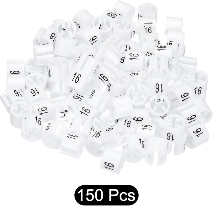 MECCANIXITY Clothes Hanger Marker Colored Hanger Sizer Garment Markers Tag (Number 16, White) for Garment Clothing Color Coding, Pack of 150 Pcs