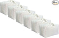 Soft Large Canvas Comforter Storage Bags with Four Carrying Handles and Clear Window, Closet Organizer for Clothing, Blankets Sheets Pillows and Bedding, 80L, 6 Pack, White