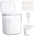 Large Capacity Laundry Powder Container With Pop-Up Lid, 5.5L Detergent Holder for Laundry Pods and Airtight Dishwasher Pod, Storage Container for Dry Food, Rice Flour with Scoop and Measuring Cup