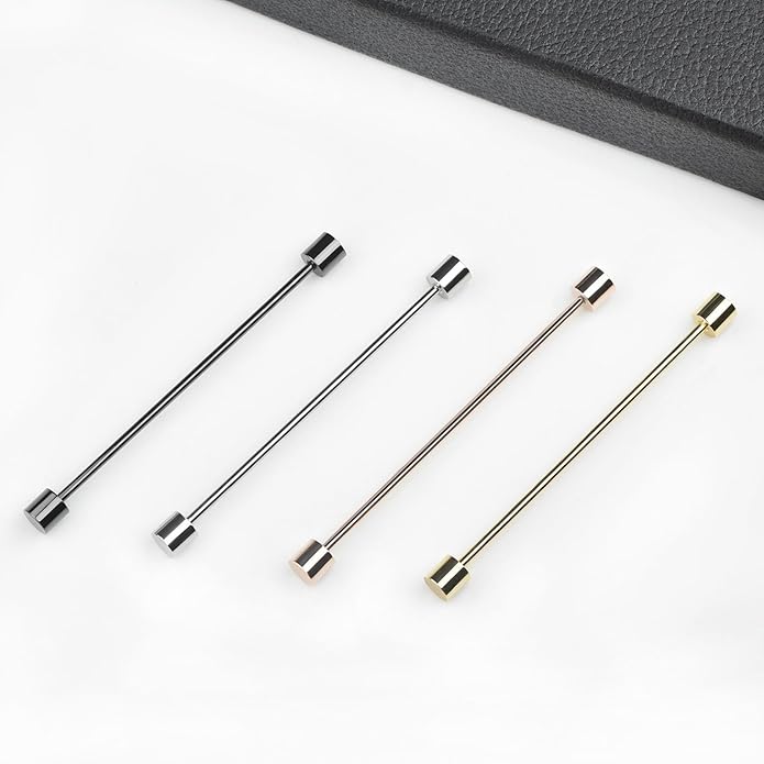 Classic 4-Piece Set Solid Brass Collar Bar for Men Multi-Style Metal Anti-Curl Shirt Collar Stays Tie Pins