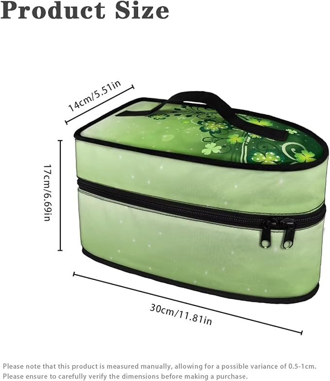 Green Lucky Leaves Design Iron Storage Case Protective Carrying Bag with Zipper Handle Portable Universal for Most Iron