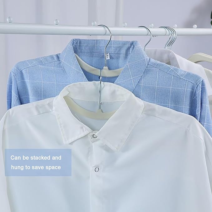 Velvet Hangers 50 Pack, Ultra Slim & Short Neck Hanger, 360 Swivel Hook, Space Saving Durable Non-Slip Felt Hangers,Beige a