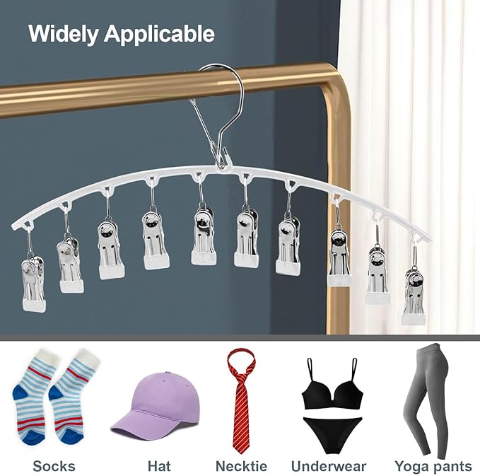 3Pack Legging Organizer for Closet,Upgrade Skirt Pants Hangers with Clips, Metal Yoga Pants Hangers 10 Clips,Hangers Space Saving Closet Organizers Rubber Coated Organizers Leggings Hanger(White)