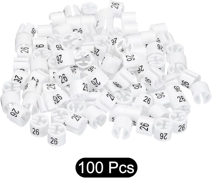 MECCANIXITY Clothes Hanger Marker Colored Hanger Sizer Garment Markers Tag (Number 26, White) for Garment Clothing Color Coding, Pack of 100 Pcs