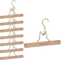 Novabright 8 Pcs Cedar Pant Hangers with Brass Plated Metal Locking Space-Saving Cedar Wood Clothes Hangers for Trousers Skirts Jeans Suits Slip-Resistant Notches Wrinkle-Free Storage (Wood)