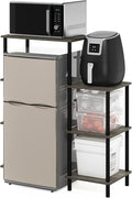 Furinno Turn-N-Tube Toolless Kitchen Storage Shelf Tall, French Oak Grey/Black, Fridge Space