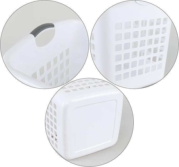 65 Liters Plastic Clothes Basket with Handles, 4 Pack Laundry Baskets for Storage, White