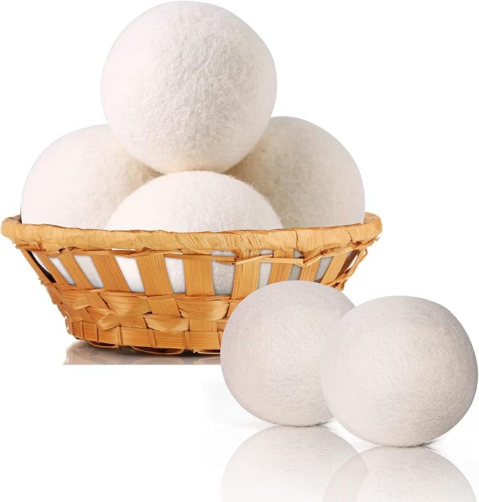 Wool Dryer Balls Organic 6 Pack XL,Handmade Dryer Balls,100% New Zealand Wool Natural Fabric Softener,Reusable 1000 Loads,Shorten Drying Time & Reduces Wrinkles
