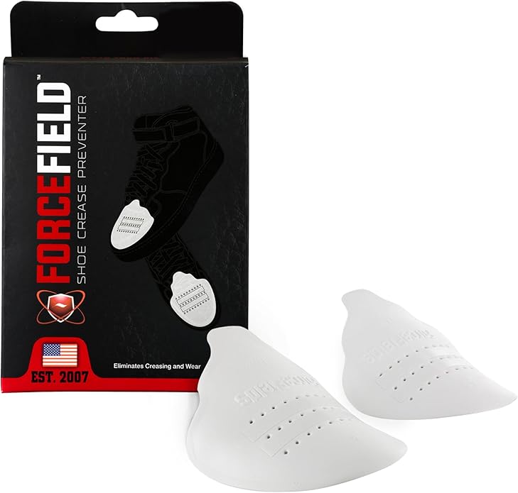 FORCEFIELD Shoe Crease Preventer - Foam Crease Protector for Shoes & Boots - Fits Inside Toe Box, Prevents Creasing - Adhesive Strips for Secure Fit - Fits Kids Size 4-7, Women’s 5-12, Men’s 8+