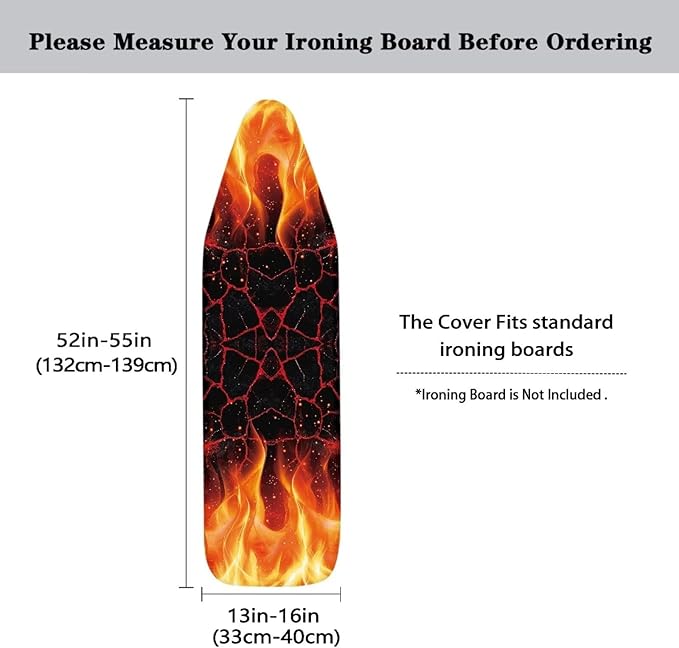 Fire Heat Reflective Iron Pad for Board Top Stain Resistant Stretchable Premium Fabric Non Stick Scorch Standard Size Ironing Board Cover for 15 x 54 Inch Ironing Boards