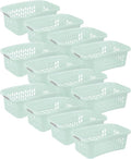 Sterilite 12 Pack HipHold Laundry Basket, Plastic Rectangle Clothes Hamper with Comfort Grip Handles & Reinforced Rim, 1.5 Bushel Capacity, Mint