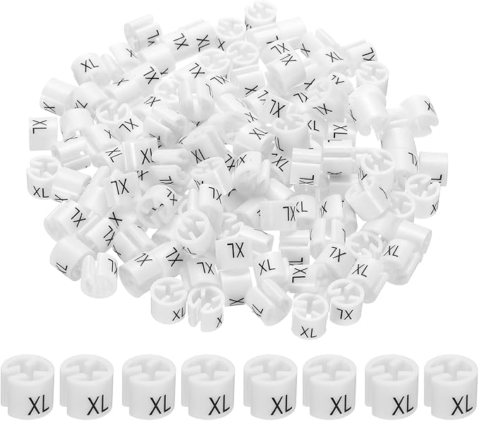 PATIKIL 300 Pcs Clothes Hanger Markers XL Fit Rod Garment Size Tag Hanger Clips Round Color Coding Label for Clothing, White