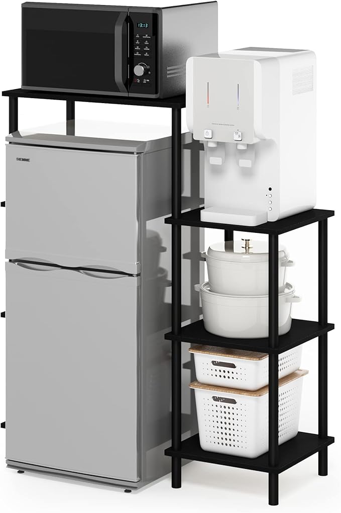 Furinno Turn-N-Tube Toolless Kitchen Storage Shelf Tall, Americano/Black