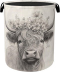 Highland Cow Foldable Laundry Hamper - Waterproof Fabric Storage Basket with Handles, Clothes Hampers for Laundry,Bedroom,Dorm