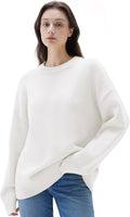 SUUKSESS Women Cashmere Blend Oversized Crew Neck Long Sleeve Pullover Sweaters