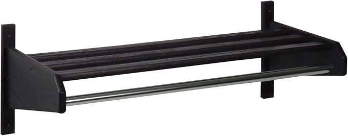 Wooden Mallet 1" Diameter Bar, Black 34" Oak Coat & Hat Rack,