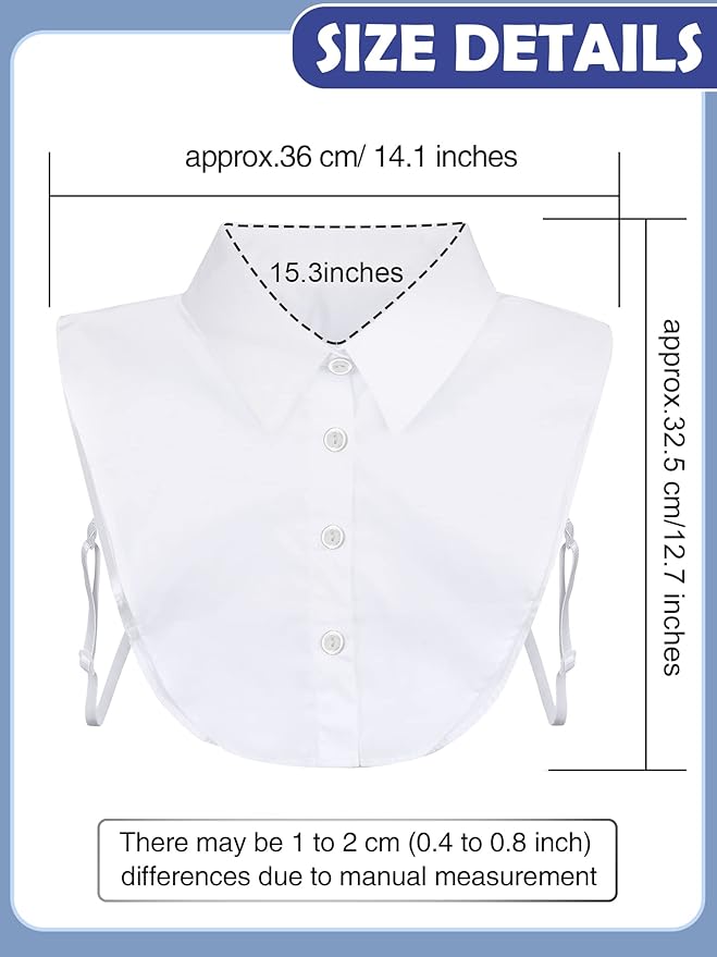 Syhood 4 Pcs Fake Collar Detachable False Dicky Collar Half Shirts Round for Women Outfits Halloween Costume Accessories