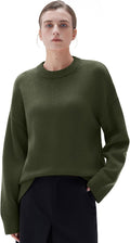 SUUKSESS Women Cashmere Blend Oversized Crew Neck Long Sleeve Pullover Sweaters